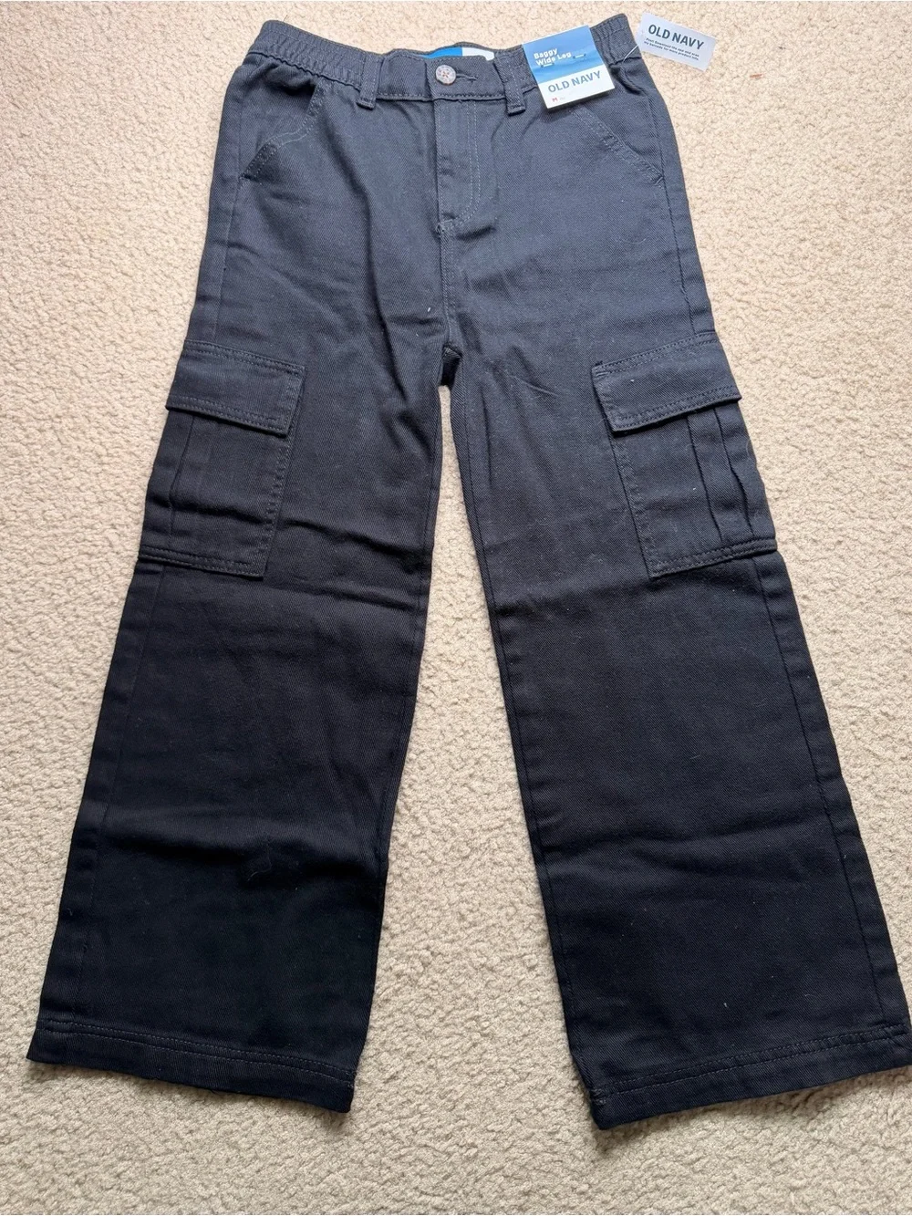 Old Navy Girls' Black 100% Cotton Baggy Wide Leg Pants Medium